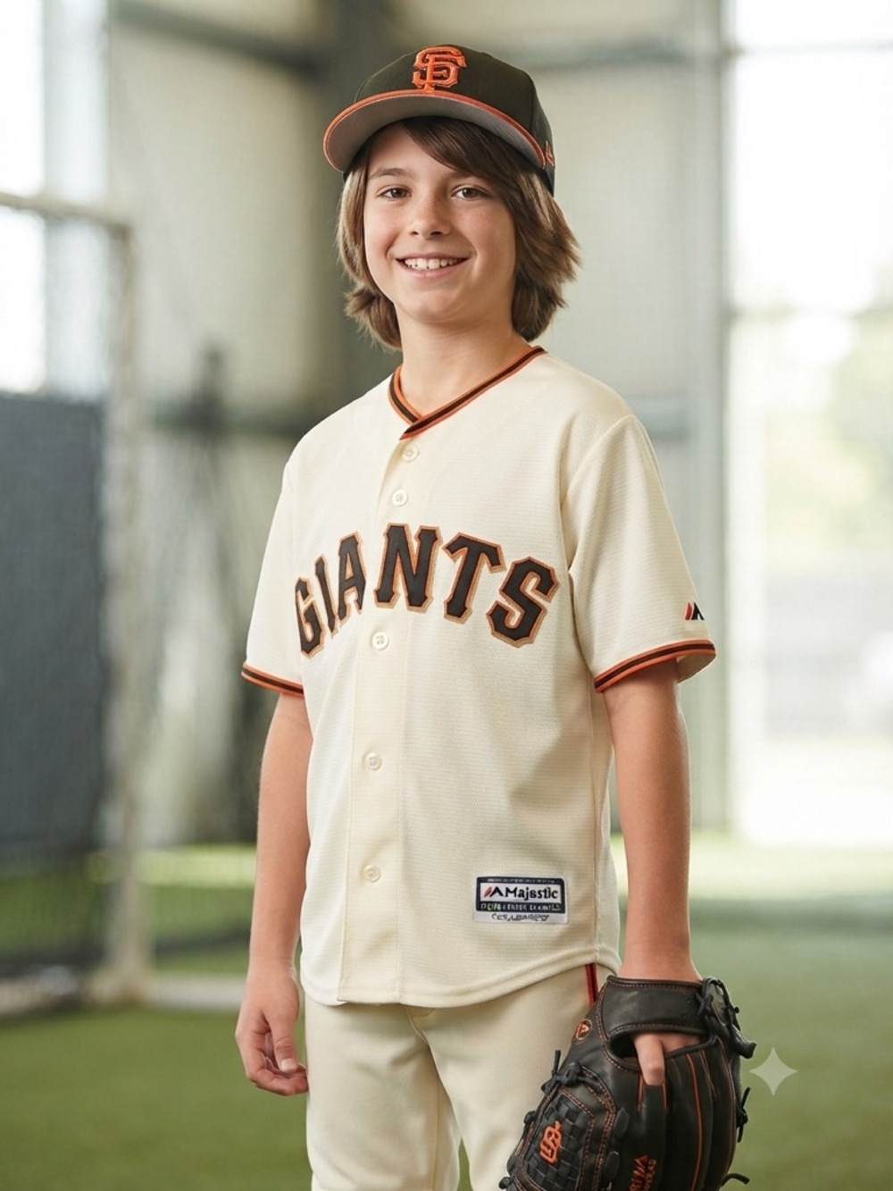 Majestic Athletic MLB San Francisco Giants Buster Posey #28 Kids Jersey White